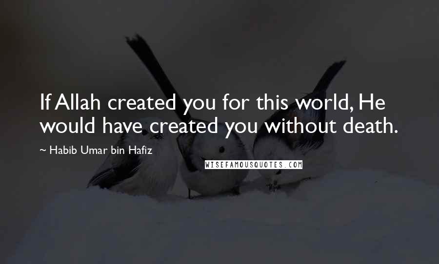 Habib Umar Bin Hafiz Quotes: If Allah created you for this world, He would have created you without death.