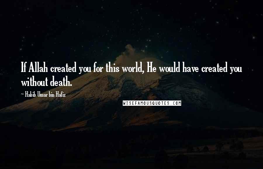 Habib Umar Bin Hafiz Quotes: If Allah created you for this world, He would have created you without death.