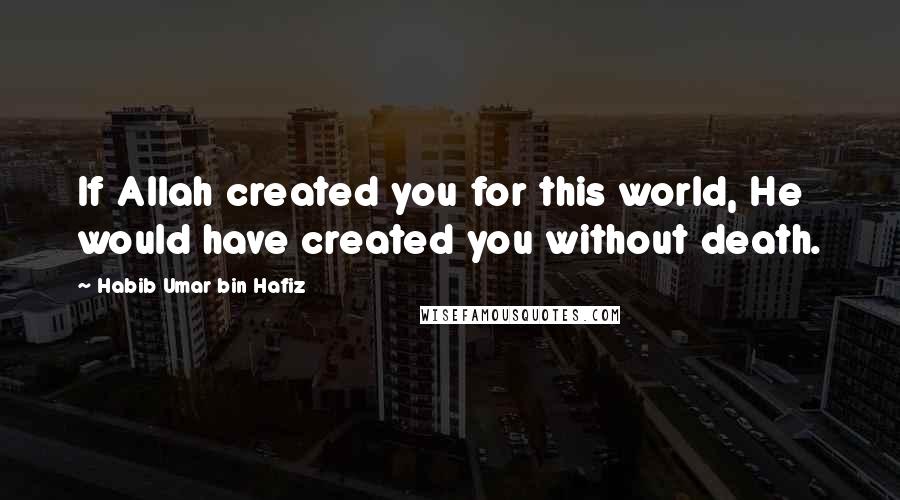 Habib Umar Bin Hafiz Quotes: If Allah created you for this world, He would have created you without death.