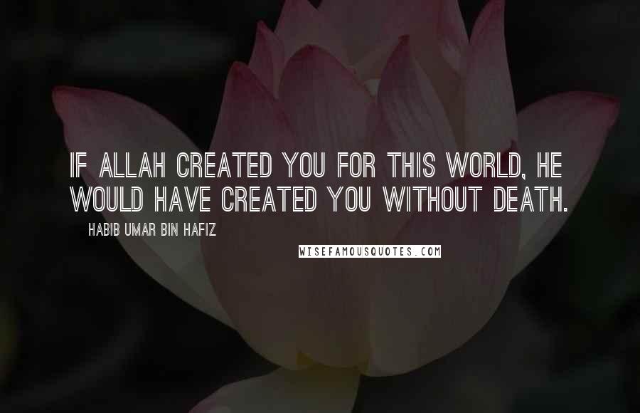 Habib Umar Bin Hafiz Quotes: If Allah created you for this world, He would have created you without death.