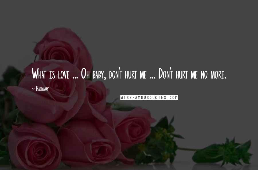 Haddaway Quotes: What is love ... Oh baby, don't hurt me ... Don't hurt me no more.