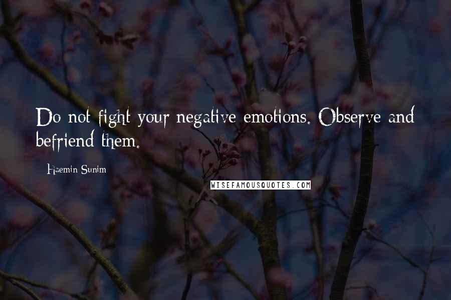 Haemin Sunim Quotes: Do not fight your negative emotions. Observe and befriend them.