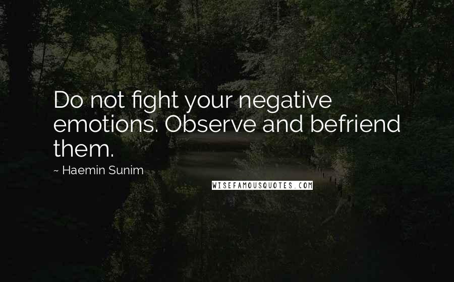 Haemin Sunim Quotes: Do not fight your negative emotions. Observe and befriend them.