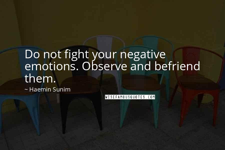 Haemin Sunim Quotes: Do not fight your negative emotions. Observe and befriend them.