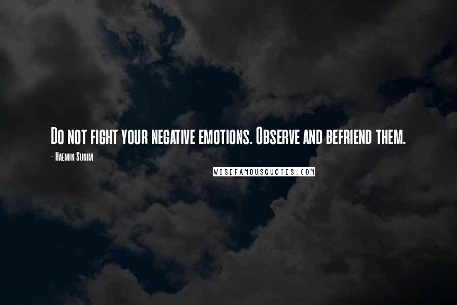 Haemin Sunim Quotes: Do not fight your negative emotions. Observe and befriend them.
