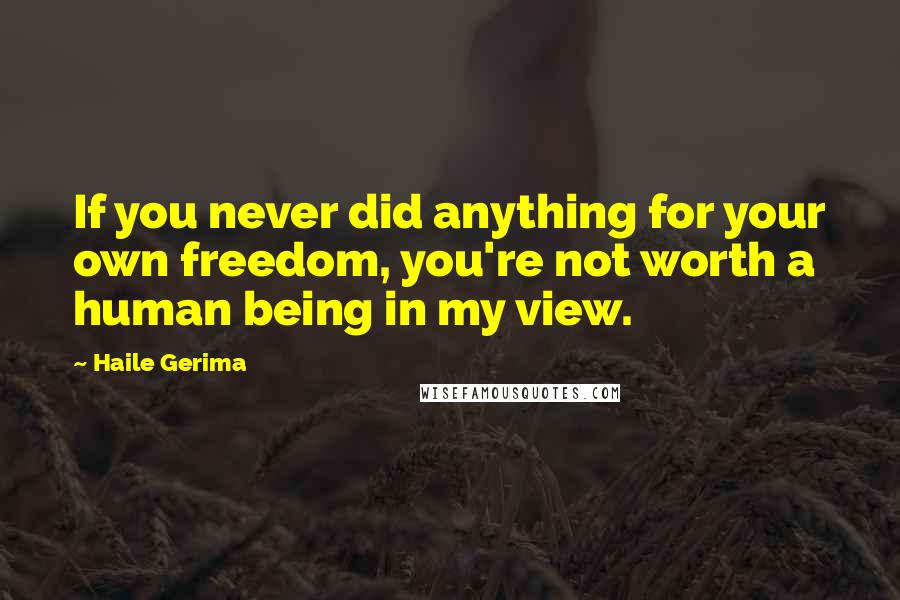 Haile Gerima Quotes: If you never did anything for your own freedom, you're not worth a human being in my view.