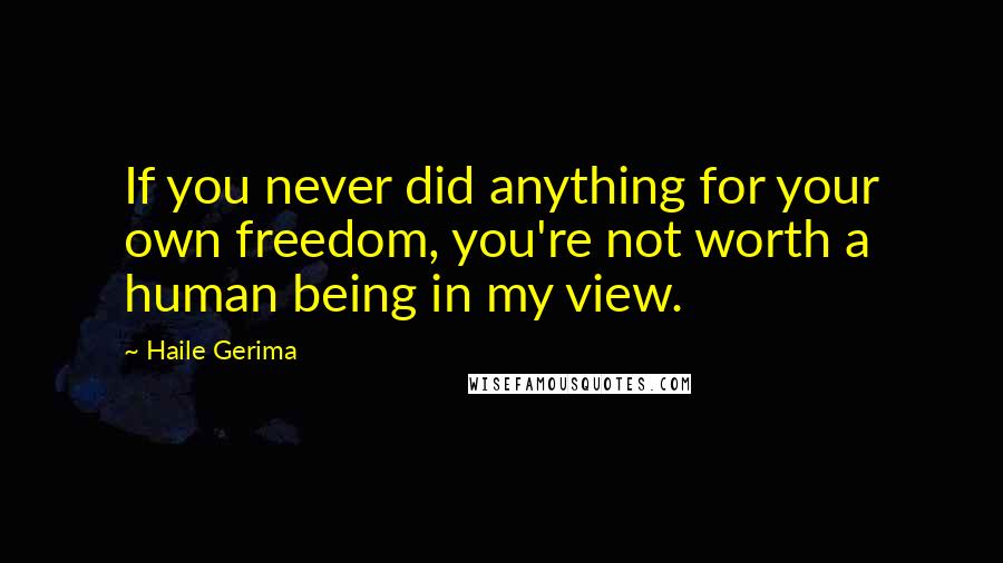 Haile Gerima Quotes: If you never did anything for your own freedom, you're not worth a human being in my view.