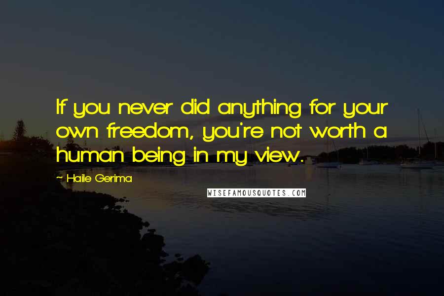 Haile Gerima Quotes: If you never did anything for your own freedom, you're not worth a human being in my view.