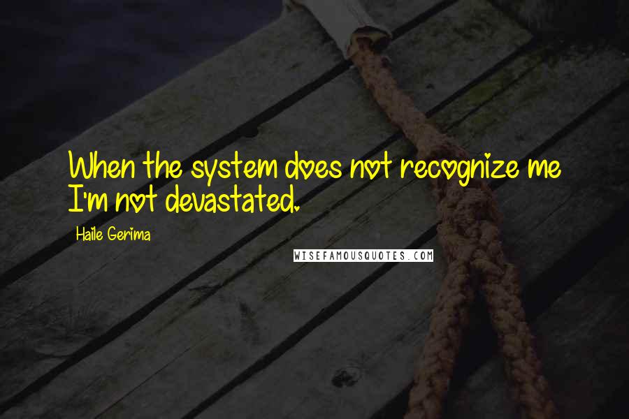 Haile Gerima Quotes: When the system does not recognize me I'm not devastated.