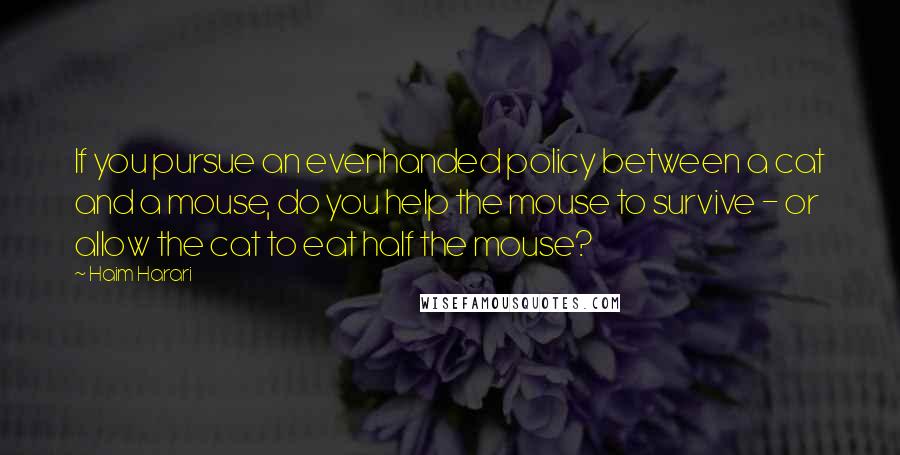 Haim Harari Quotes: If you pursue an evenhanded policy between a cat and a mouse, do you help the mouse to survive - or allow the cat to eat half the mouse?