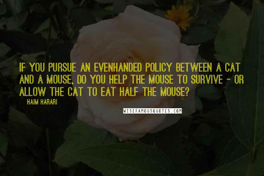 Haim Harari Quotes: If you pursue an evenhanded policy between a cat and a mouse, do you help the mouse to survive - or allow the cat to eat half the mouse?