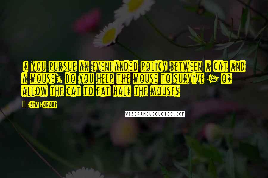 Haim Harari Quotes: If you pursue an evenhanded policy between a cat and a mouse, do you help the mouse to survive - or allow the cat to eat half the mouse?
