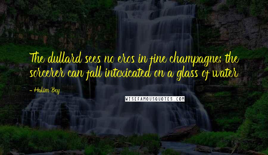 Hakim Bey Quotes: The dullard sees no eros in fine champagne; the sorcerer can fall intoxicated on a glass of water