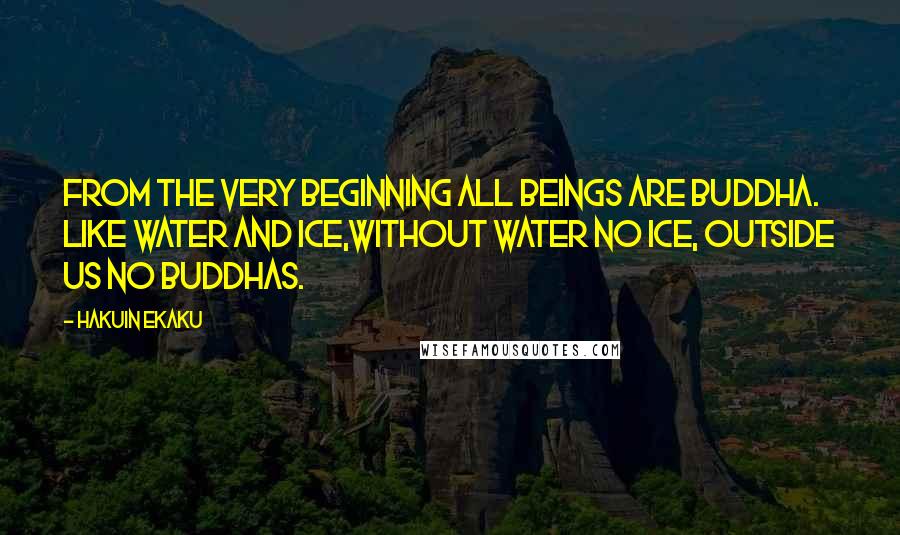Hakuin Ekaku Quotes: From the very beginning all beings are Buddha. Like water and ice,without water no ice, outside us no Buddhas.