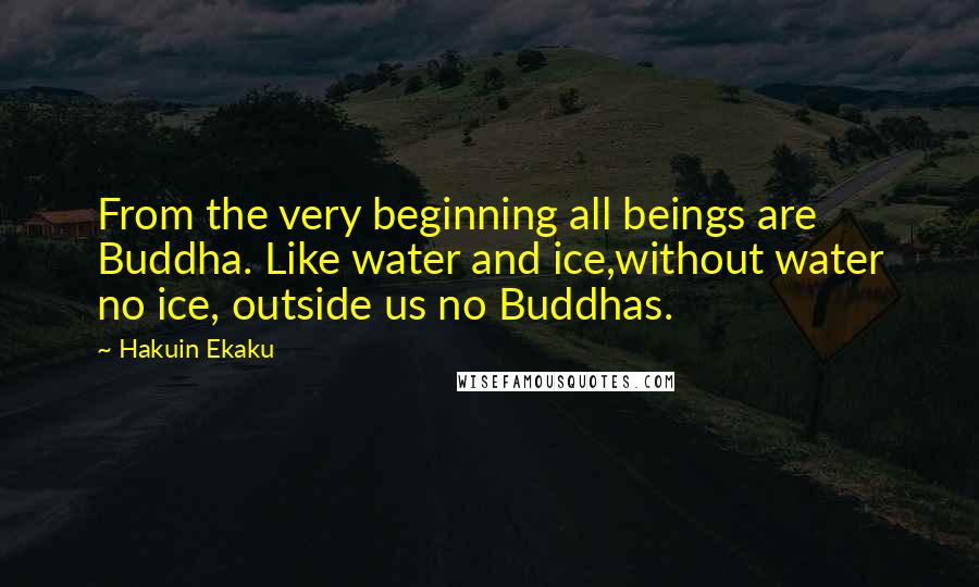 Hakuin Ekaku Quotes: From the very beginning all beings are Buddha. Like water and ice,without water no ice, outside us no Buddhas.