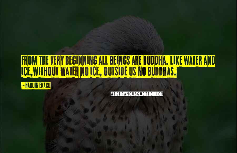 Hakuin Ekaku Quotes: From the very beginning all beings are Buddha. Like water and ice,without water no ice, outside us no Buddhas.