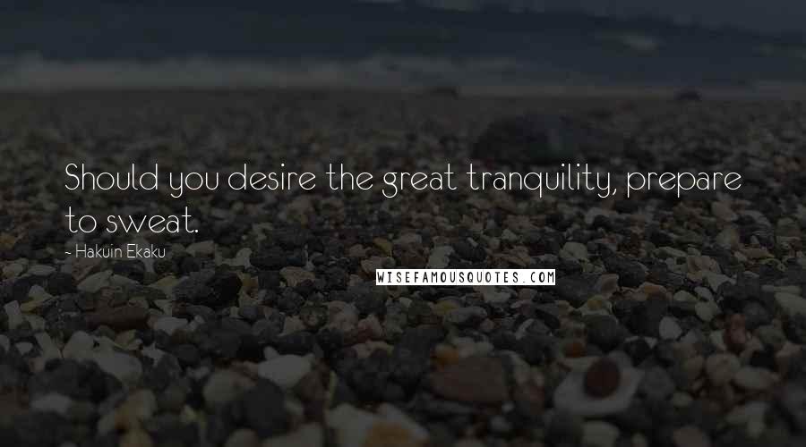 Hakuin Ekaku Quotes: Should you desire the great tranquility, prepare to sweat.