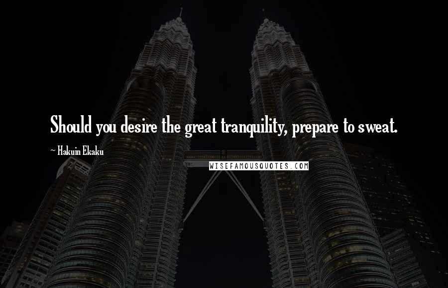 Hakuin Ekaku Quotes: Should you desire the great tranquility, prepare to sweat.