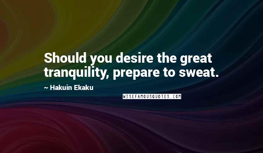 Hakuin Ekaku Quotes: Should you desire the great tranquility, prepare to sweat.