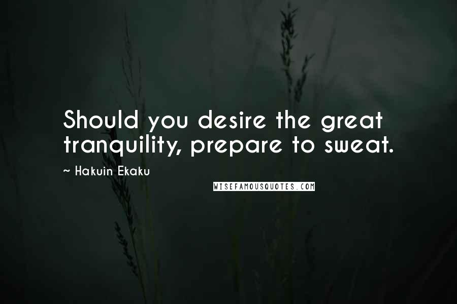 Hakuin Ekaku Quotes: Should you desire the great tranquility, prepare to sweat.