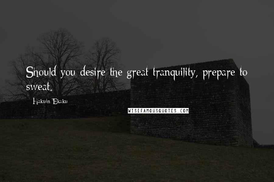 Hakuin Ekaku Quotes: Should you desire the great tranquility, prepare to sweat.