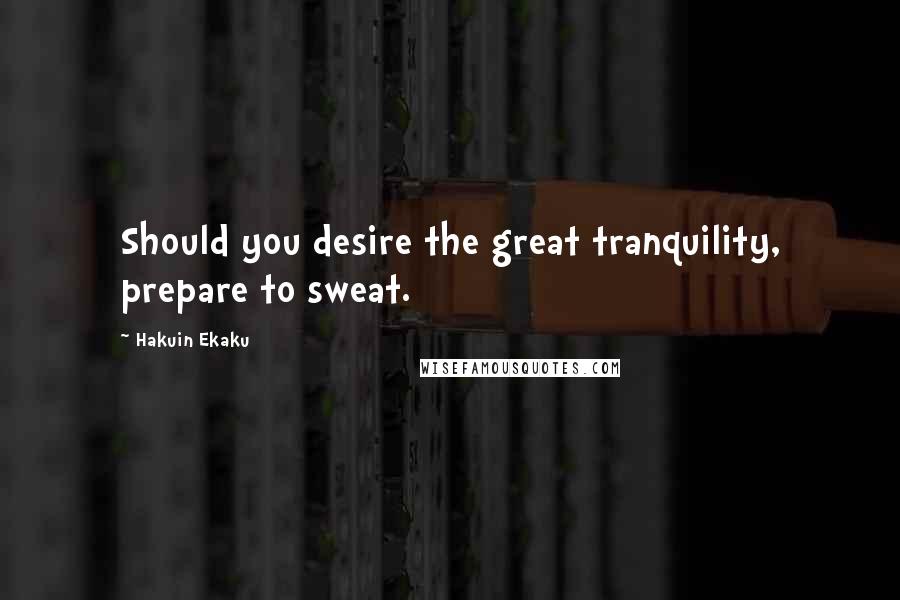 Hakuin Ekaku Quotes: Should you desire the great tranquility, prepare to sweat.