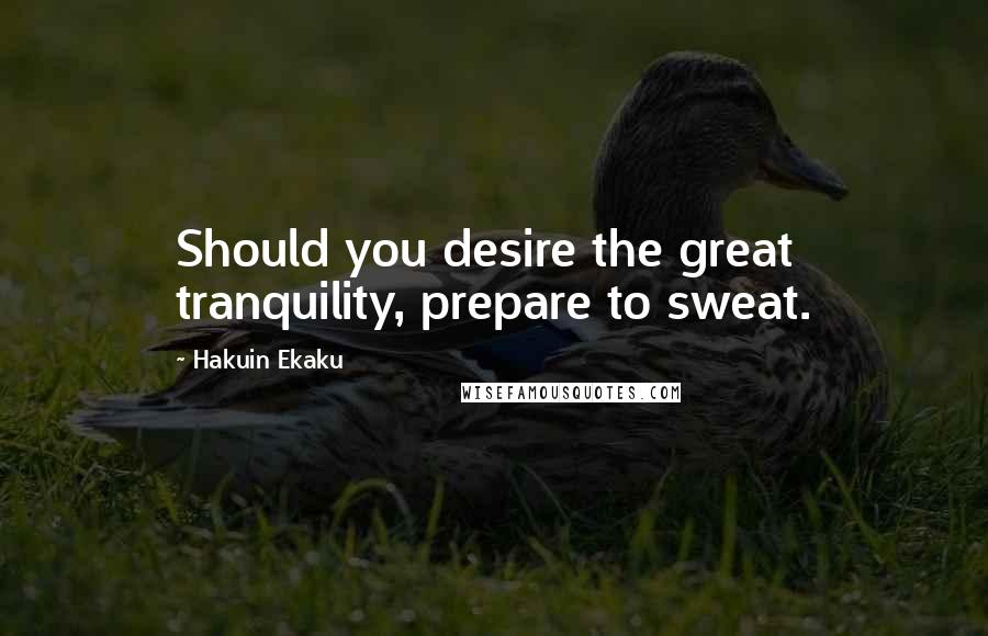 Hakuin Ekaku Quotes: Should you desire the great tranquility, prepare to sweat.