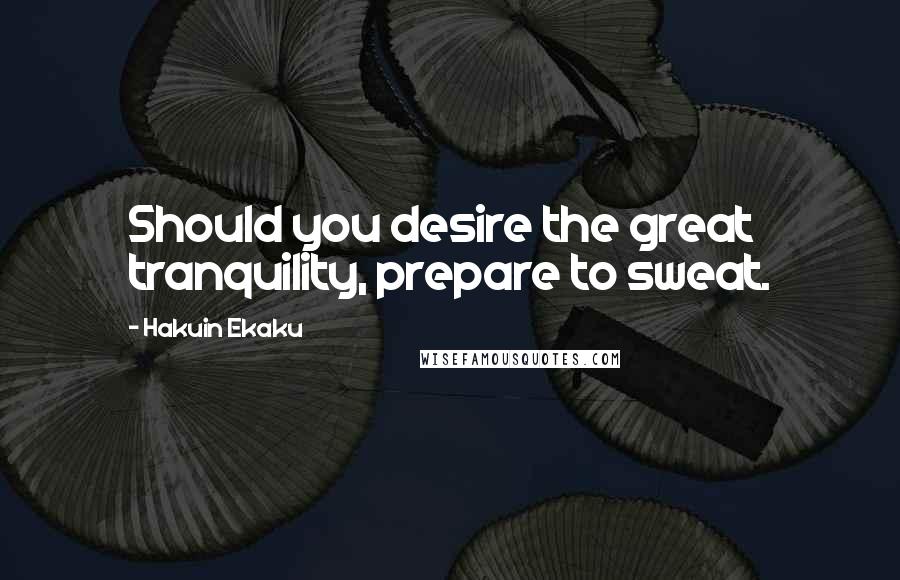 Hakuin Ekaku Quotes: Should you desire the great tranquility, prepare to sweat.