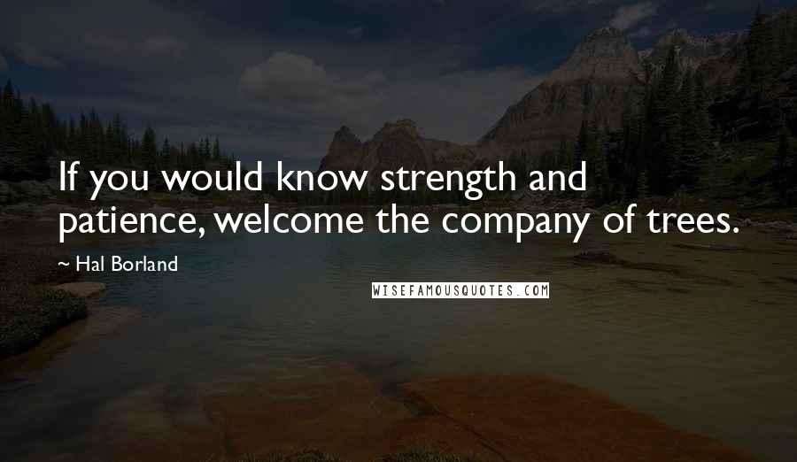 Hal Borland Quotes: If you would know strength and patience, welcome the company of trees.