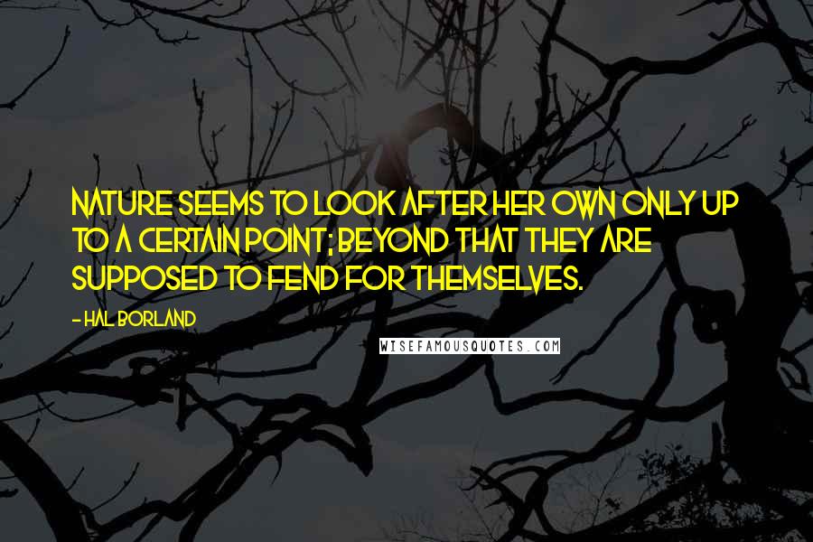 Hal Borland Quotes: Nature seems to look after her own only up to a certain point; beyond that they are supposed to fend for themselves.