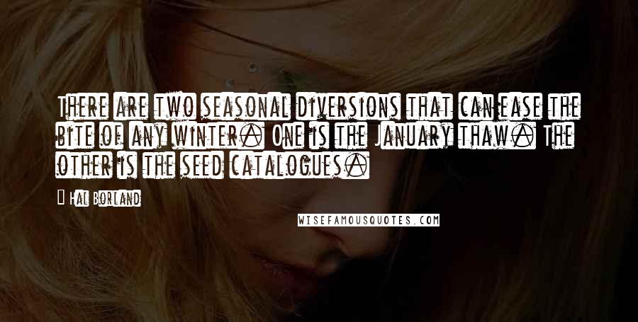 Hal Borland Quotes: There are two seasonal diversions that can ease the bite of any winter. One is the January thaw. The other is the seed catalogues.