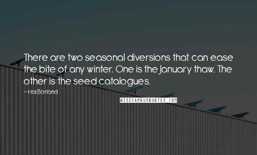 Hal Borland Quotes: There are two seasonal diversions that can ease the bite of any winter. One is the January thaw. The other is the seed catalogues.