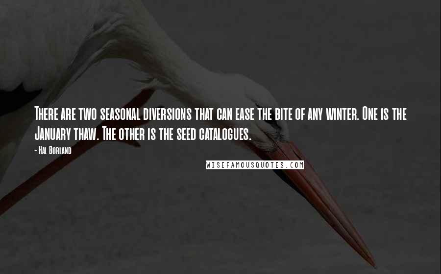 Hal Borland Quotes: There are two seasonal diversions that can ease the bite of any winter. One is the January thaw. The other is the seed catalogues.