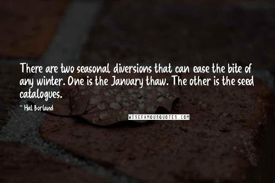 Hal Borland Quotes: There are two seasonal diversions that can ease the bite of any winter. One is the January thaw. The other is the seed catalogues.