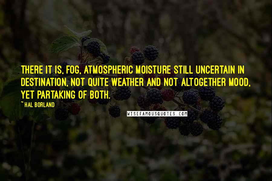 Hal Borland Quotes: There it is, fog, atmospheric moisture still uncertain in destination, not quite weather and not altogether mood, yet partaking of both.