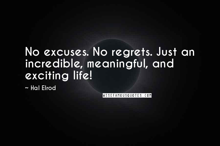 Hal Elrod Quotes: No excuses. No regrets. Just an incredible, meaningful, and exciting life!