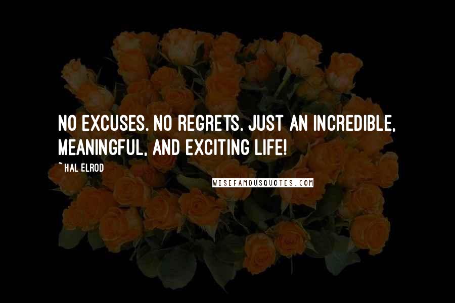 Hal Elrod Quotes: No excuses. No regrets. Just an incredible, meaningful, and exciting life!
