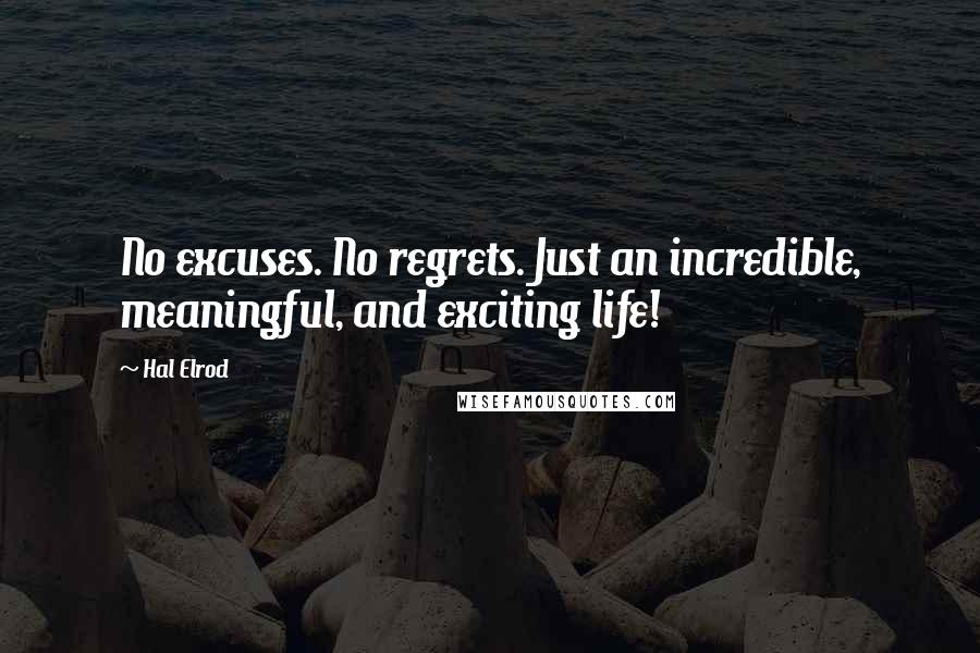 Hal Elrod Quotes: No excuses. No regrets. Just an incredible, meaningful, and exciting life!