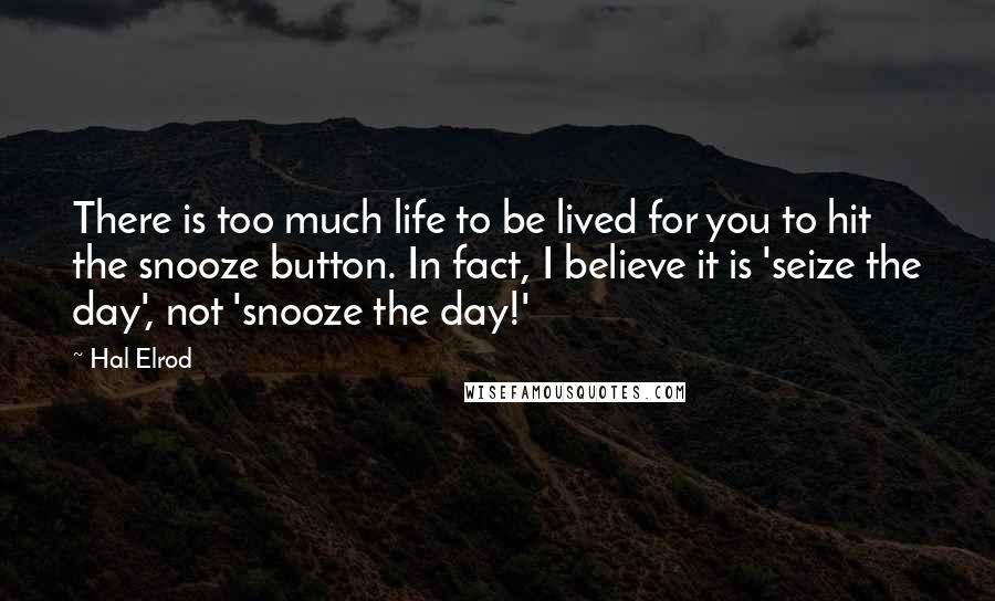 Hal Elrod Quotes: There is too much life to be lived for you to hit the snooze button. In fact, I believe it is 'seize the day', not 'snooze the day!'