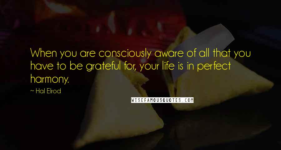 Hal Elrod Quotes: When you are consciously aware of all that you have to be grateful for, your life is in perfect harmony.