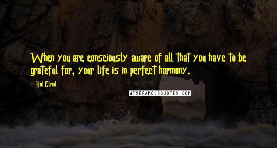 Hal Elrod Quotes: When you are consciously aware of all that you have to be grateful for, your life is in perfect harmony.