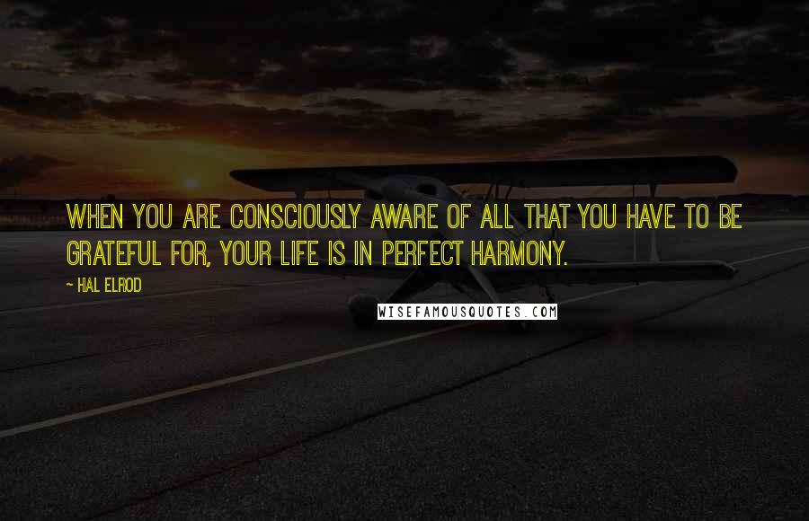 Hal Elrod Quotes: When you are consciously aware of all that you have to be grateful for, your life is in perfect harmony.