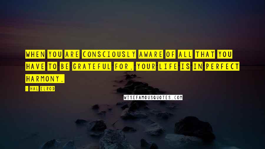 Hal Elrod Quotes: When you are consciously aware of all that you have to be grateful for, your life is in perfect harmony.