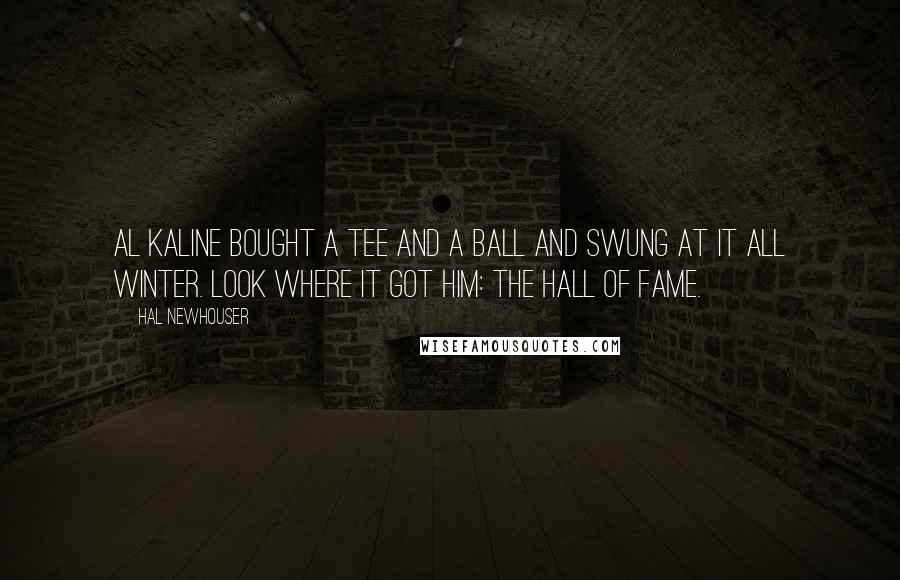 Hal Newhouser Quotes: Al Kaline bought a tee and a ball and swung at it all winter. Look where it got him: the Hall of Fame.