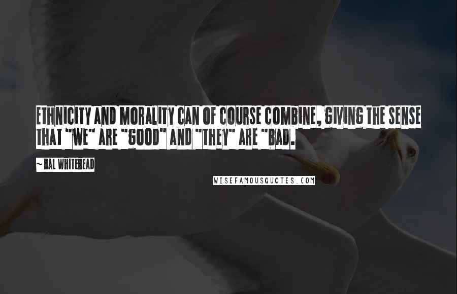 Hal Whitehead Quotes: Ethnicity and morality can of course combine, giving the sense that "we" are "good" and "they" are "bad.