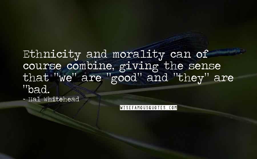 Hal Whitehead Quotes: Ethnicity and morality can of course combine, giving the sense that "we" are "good" and "they" are "bad.