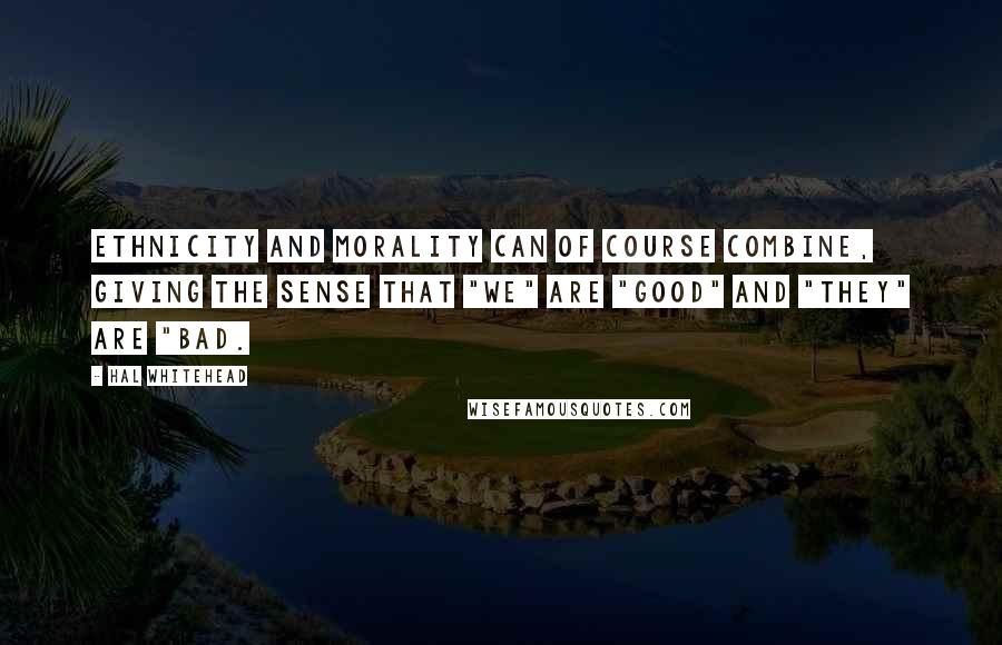 Hal Whitehead Quotes: Ethnicity and morality can of course combine, giving the sense that "we" are "good" and "they" are "bad.