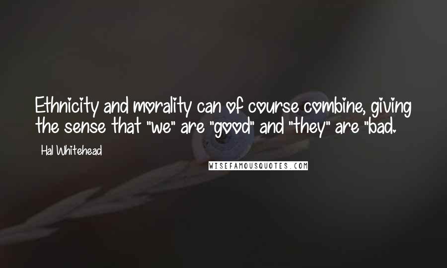 Hal Whitehead Quotes: Ethnicity and morality can of course combine, giving the sense that "we" are "good" and "they" are "bad.