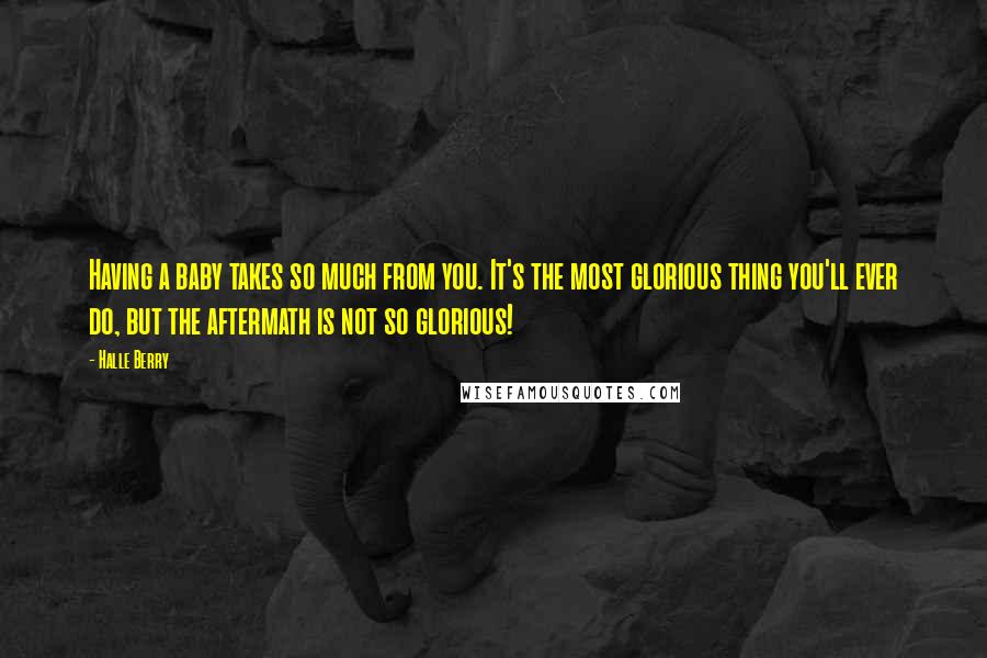 Halle Berry Quotes: Having a baby takes so much from you. It's the most glorious thing you'll ever do, but the aftermath is not so glorious!