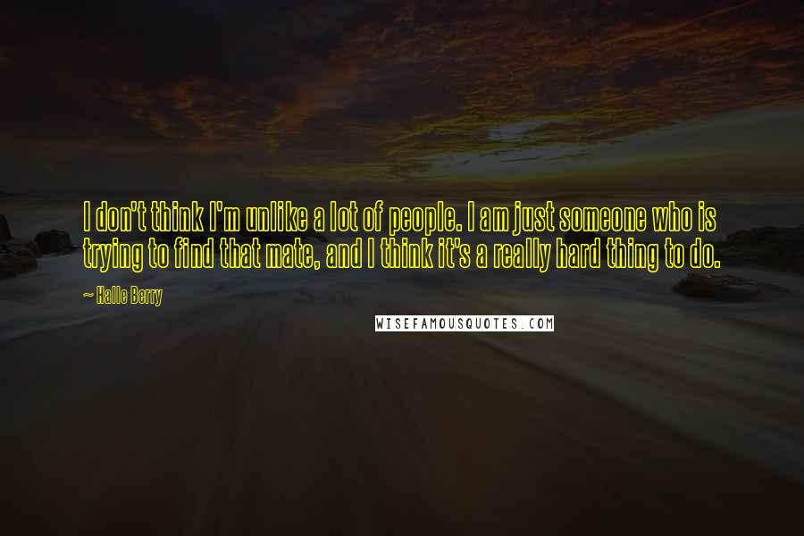 Halle Berry Quotes: I don't think I'm unlike a lot of people. I am just someone who is trying to find that mate, and I think it's a really hard thing to do.